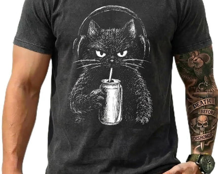Round Neck Graphic Tees for Men Summer Fall Short Sleeve T-Shirt Basis Tops Blouse