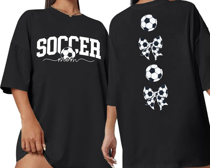 Soccer Cup 2026 Shirt Soccer Mom Shirts Women Oversized Football Match Season Jersey Bow T-Shirt Short Sleeve Top