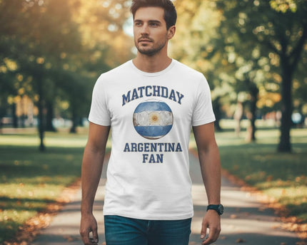 Albiceleste Argentina Soccer Jersey Fan Tee 2026 - Premium Ringspun Cotton Shirt - Men Women Unisex White