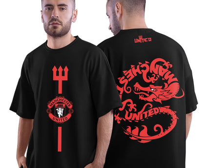 Football Oversized T-Shirt | Half Sleeve Round Neck 100% Cotton Black Graphic Printed