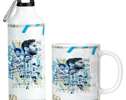 Messi Sports Bottle & Coffee Mug Set, Ceramic Mug for Soccer Fans