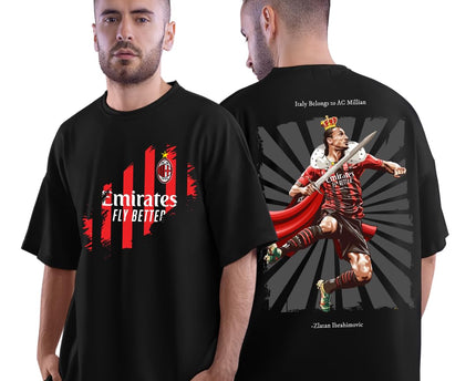 Football Oversized T-Shirt | Half Sleeve Round Neck 100% Cotton Black Graphic Printed