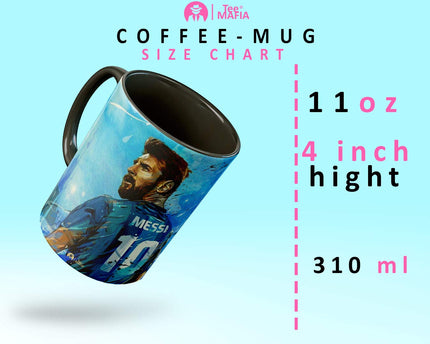 Tee Mafia Messi 3 Tone Black Mug with Print , Football Coffee Mug