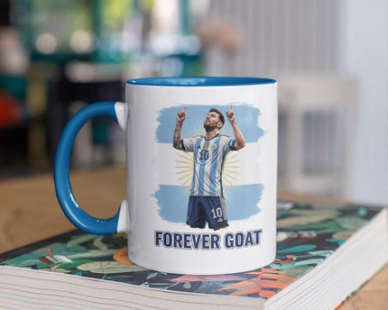 Football World Cup Forver Goat Designer Coffee Blue Rim Mug