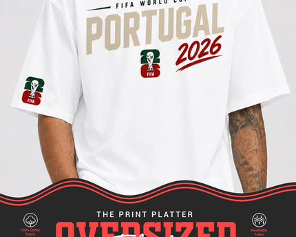 The Print Platter Portugal FIFA World Cup 2026 Black Oversized