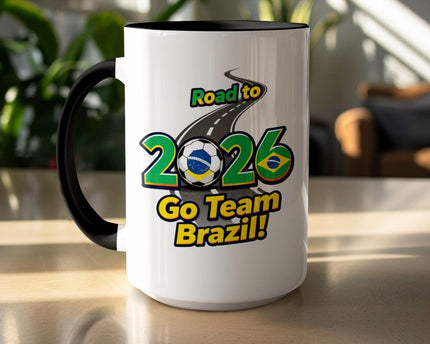 Football Brazil Go Team Designer Coffee Blk Rim Mug for World Cup Football