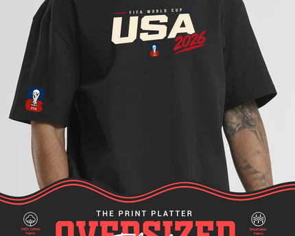 The Print Platter USA FIFA World Cup 2026 Black Oversized