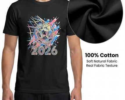 Men's Soccer Graphic T-Shirt, Cotton Short Sleeve Tee, Various Football Goal & 2026 Designs