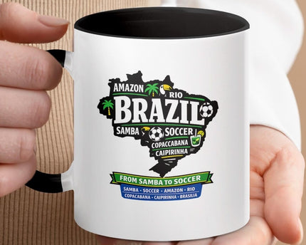 Football Brazil Samba Designer Coffee Blk Rim Mug for World Cup Football
