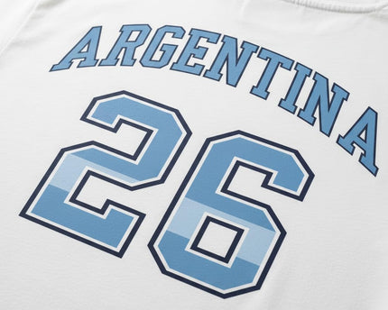 Albiceleste Argentina Soccer Jersey Fan Tee 2026 - Premium Ringspun Cotton Shirt - Men Women Unisex White