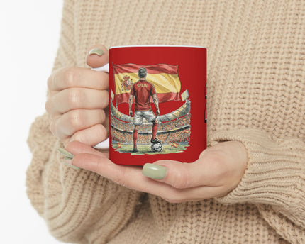 Spain World Cup 2026 Mug, Red Ceramic Coffee Cup, Spain Flag, Soccer Fan Gift