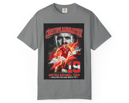 Austrian Soccer Player 19 T-Shirt, 2026 World Cup Back Trophy Design, Austria Flag