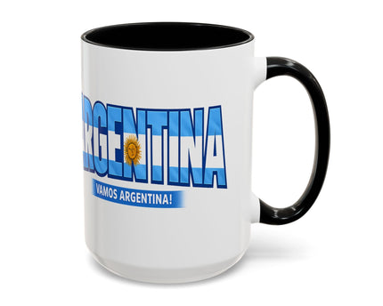 Argentina Vamos Argentina Mug , Accent Coffee Mug, Flag Text Design