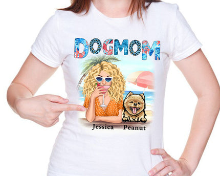 Dog Mom Summer Patterned Personalized Shirt