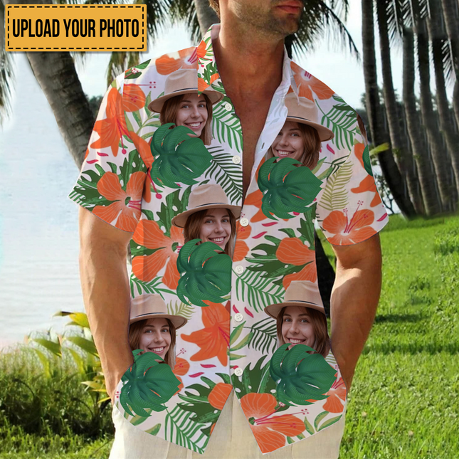 Custom Photo - Interesting Cut Head Photo Flower Theme Summer Hawaii - Personalized Customized Hawaiian shirt