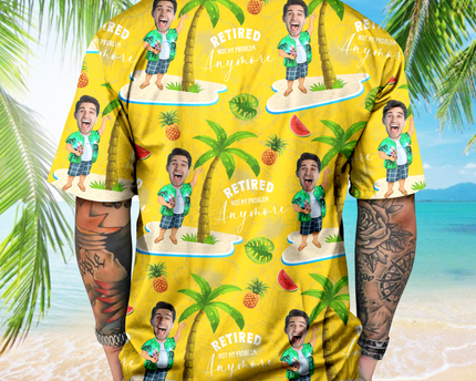 Custom Face All Over Print Hawaiian Shirt Personalized Retirement Gift for Dad