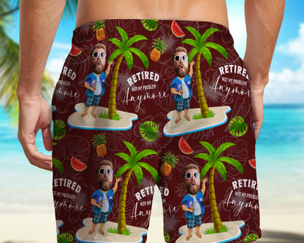 Custom Face All Over Print Beach Short Personalized Retirement Gift for Dad