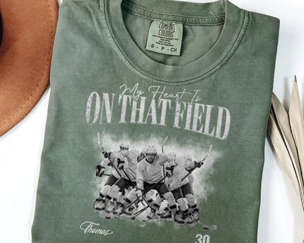 Custom Photo My Heart Is On That Field Retro Vintage Portrait Comfort Shirt