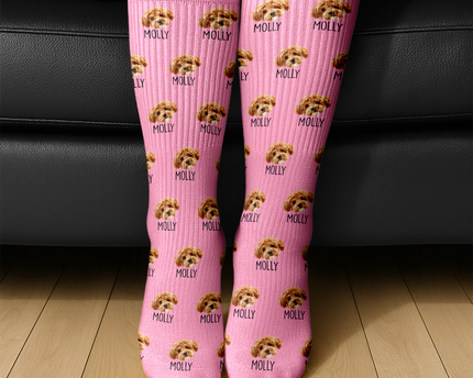 Custom Pet Portrait Socks ? Personalized Dog/Cat/Person Photo & Name Gift