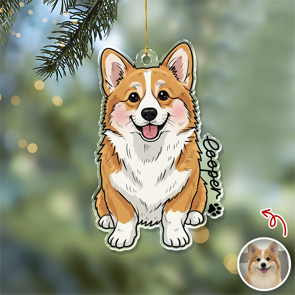 Custom Cute Dog Photo Portrait Christmas Decoration Acrylic Ornament
