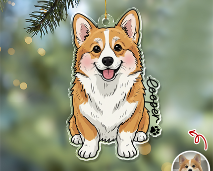 Custom Cute Dog Photo Portrait Christmas Decoration Acrylic Ornament