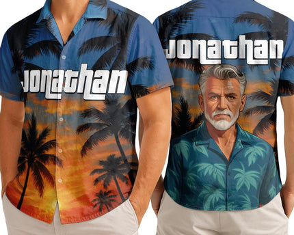 Custom Photo Sunset Tropical  - Personalized Customized Hawaiian shirt