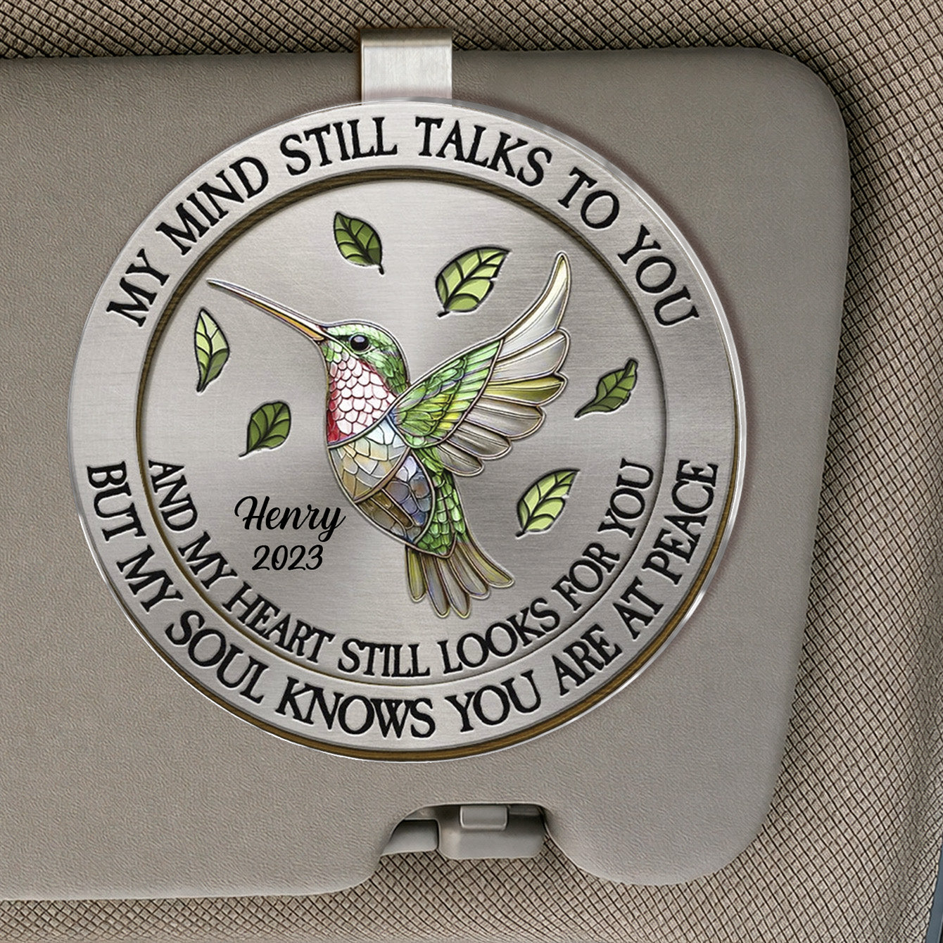 Memorial My Mind Still Talk To You - Personalized Car Visor Clip - Meaningful Gift For Family Members, Mom, Dad