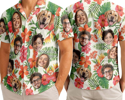 Custom Photo With Beloved Ones Tropical - Personalized Customized Hawaiian shirt