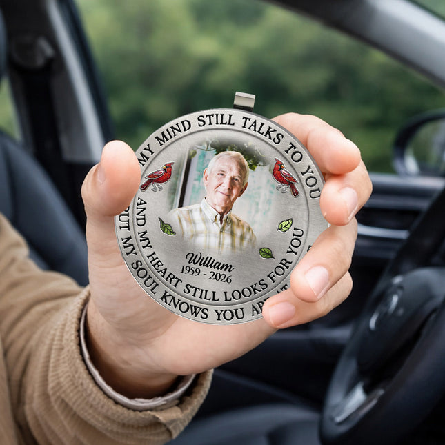Custom Photo My Mind Still Talk To You - Personalized Car Visor Clip - Special Gift For Family Members