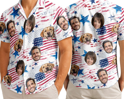 Custom Photo With Beloved Ones American Theme - Personalized Customized Hawaiian shirt