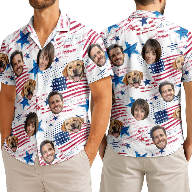 Custom Photo With Beloved Ones American Theme - Personalized Customized Hawaiian shirt