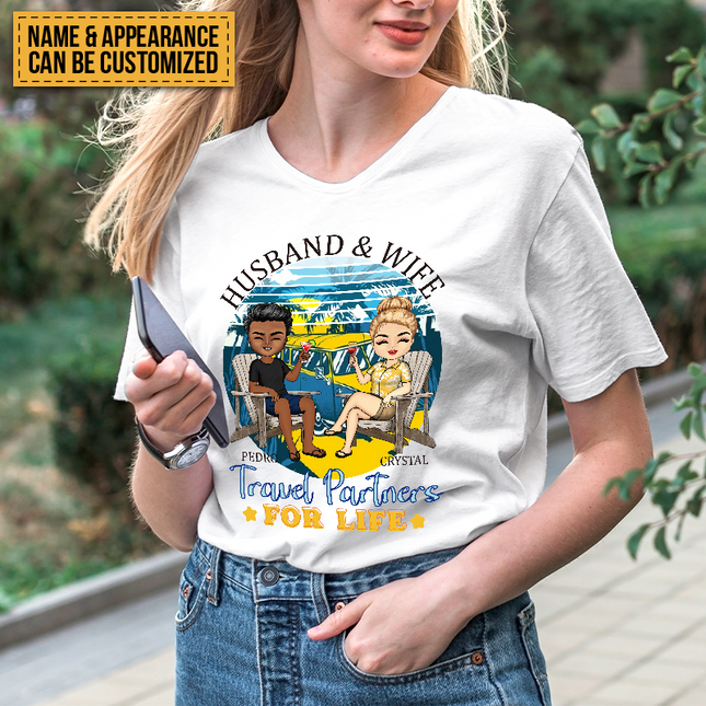 Husband And Wife Travel Partners For Life - Beach Couple T-shirt - Gift For Couples