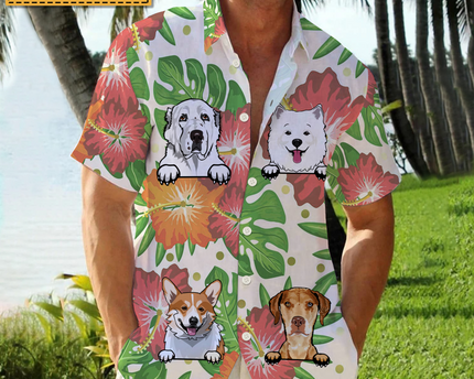 Cute Dog Theme Summer Dog Love - Personalized Customized Hawaiian shirt
