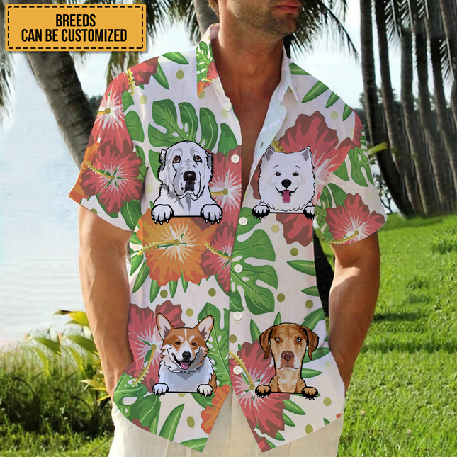 Cute Dog Theme Summer Dog Love - Personalized Customized Hawaiian shirt