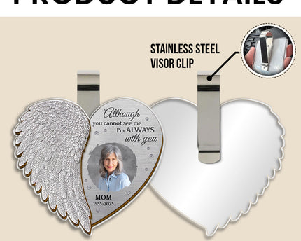Custom Photo Memorial I'm Always With You - Personalized Car Visor Clip - Meaningful Gift For Family Members, Grandma, Grandpa