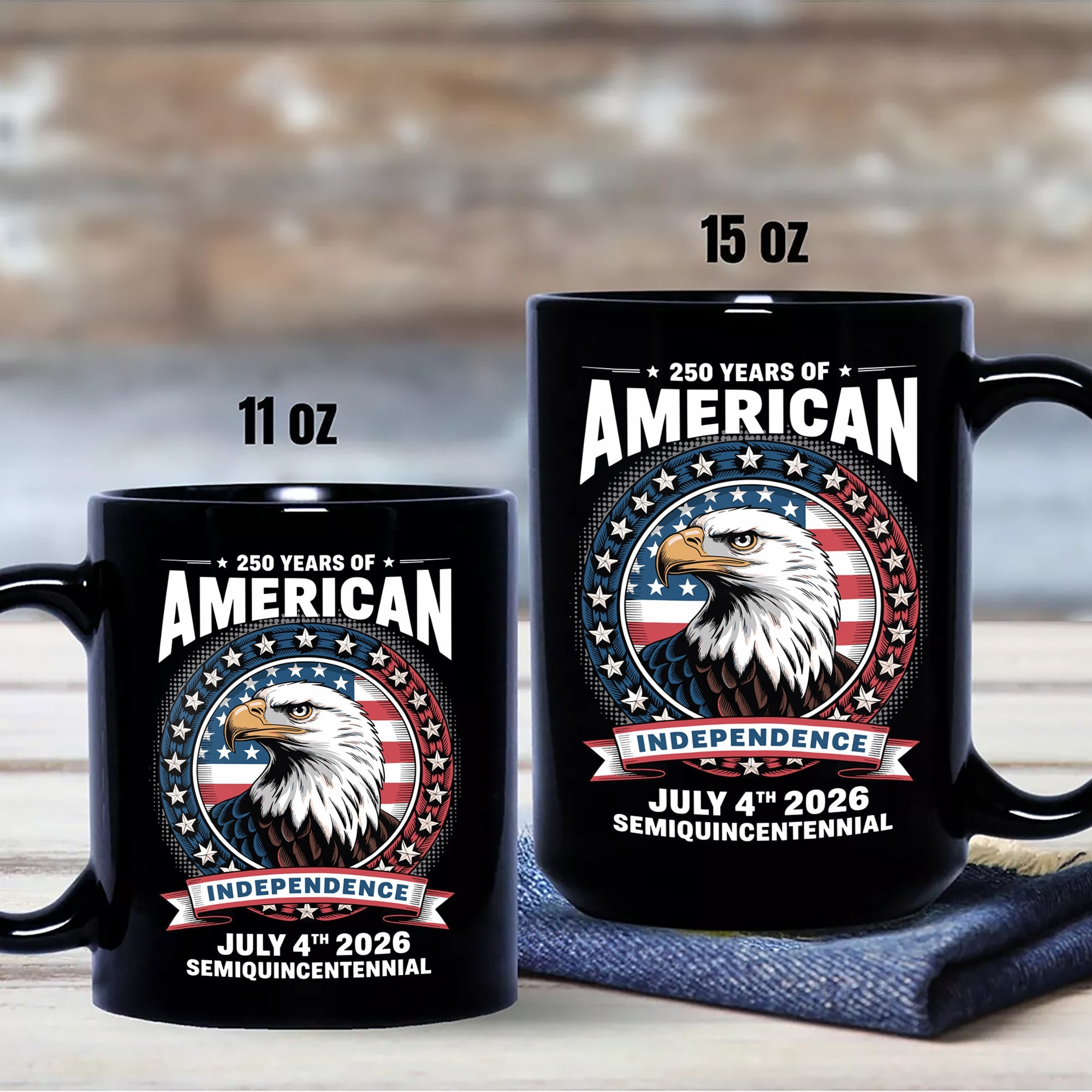 250 Years of America Anniversary Independence Day 2026 Black Mug