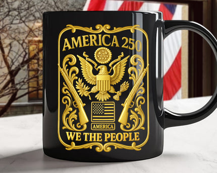 1776 - 2026 America 250th Anniversary Black Mug