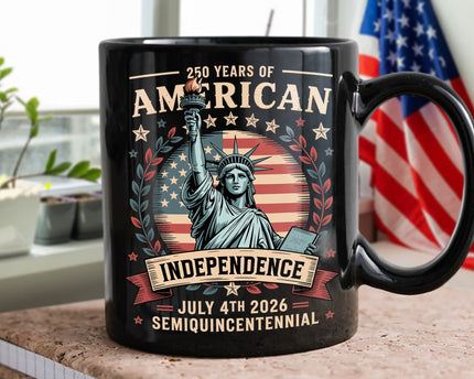 250 Year Of American Independence Black Mug