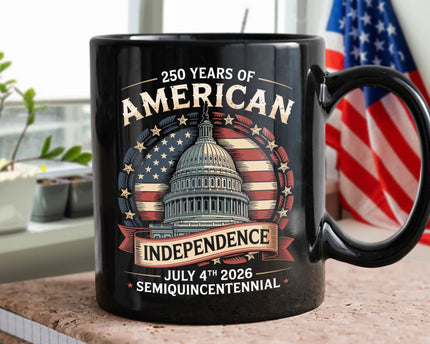 250 Years Of America Black Mug