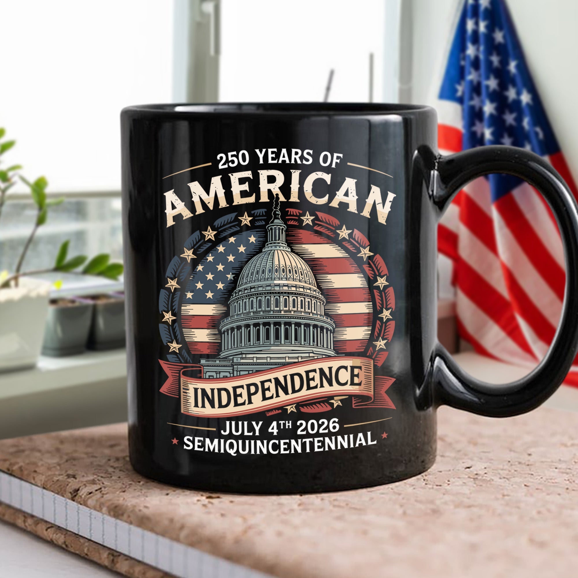 250 Years Of America Black Mug