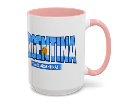 Argentina Vamos Argentina Mug , Accent Coffee Mug, Flag Text Design