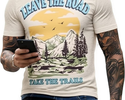 Round Neck Graphic Tees for Men Summer Fall Short Sleeve T-Shirt Basis Tops Blouse