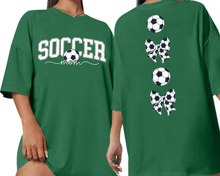 Soccer Cup 2026 Shirt Soccer Mom Shirts Women Oversized Football Match Season Jersey Bow T-Shirt Short Sleeve Top
