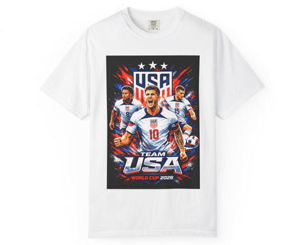 USA Soccer Players Team USA T-Shirt, 2026 World Cup Back Trophy Design, USA Flag