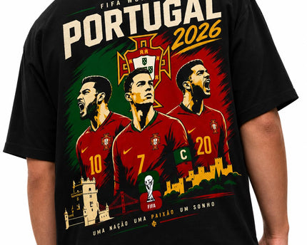 The Print Platter Portugal FIFA World Cup 2026 Black Oversized
