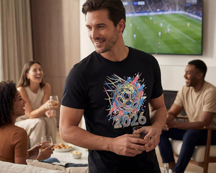 Men's Soccer Graphic T-Shirt, Cotton Short Sleeve Tee, Various Football Goal & 2026 Designs