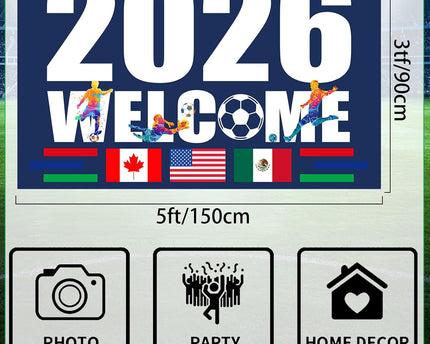World Cup Flag 2026, American Canada Mexico Host Country Football Supporters Banner