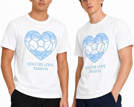 Men's Soccer Cup 2026 T Shirt Short Sleeve Football Fan Shirt National Flag Theme Heart Ball Line Art Graphic Tee