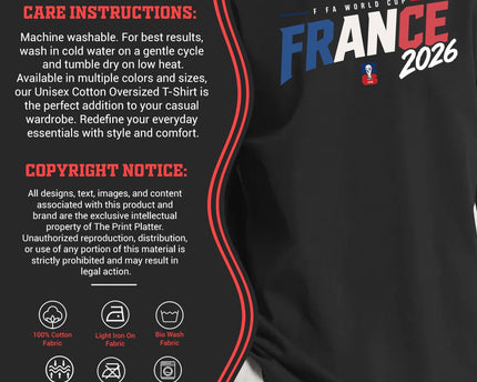 The Print Platter France FIFA World Cup 2026 Black Oversized