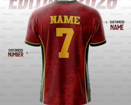 Red Portugal Football Jersey with Custom Name & Number